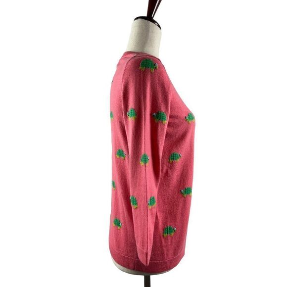 Talbots Novelty Beaded Turtle Sweater Women’s Petite Medium Coral Pink Preppy - Picture 4 of 7